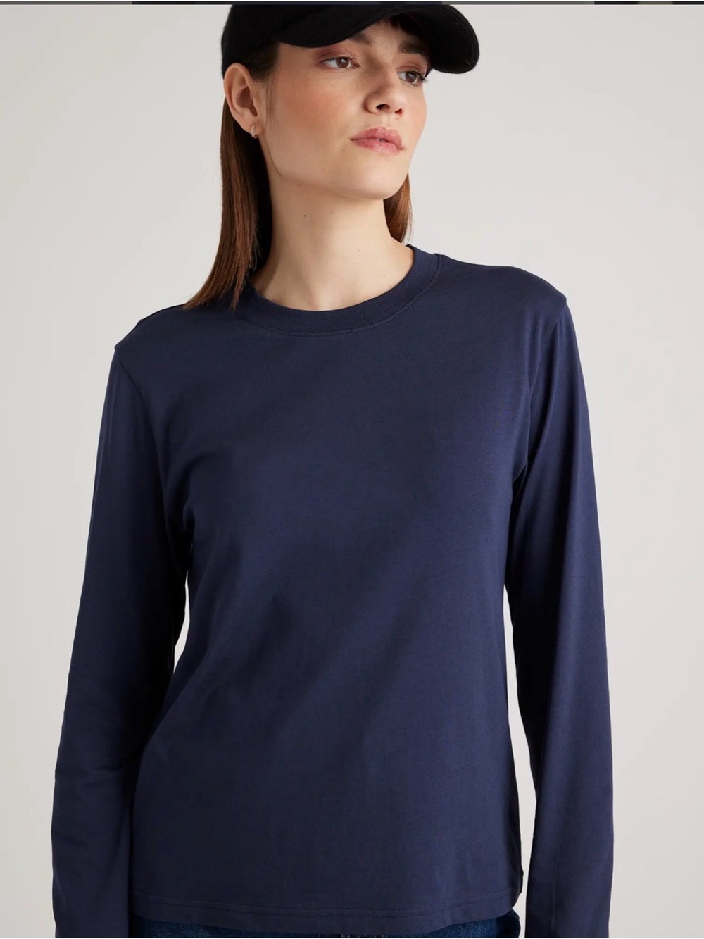 Cotton Modal relaxed, longsleeve tee/ Navy/ Medium - Picture 3 of 8
